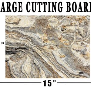 Rogue River Tactical Light Granite Stone Marble Gray Brown White Pattern Textured Marble Art Kitchen Glass Cutting Board Modern Decorative Gift Abstract Wavy Contrast Design