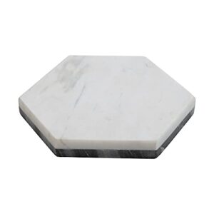 bloomingville natural marble hexagon reversible cheese cutting board, 8", grey & white