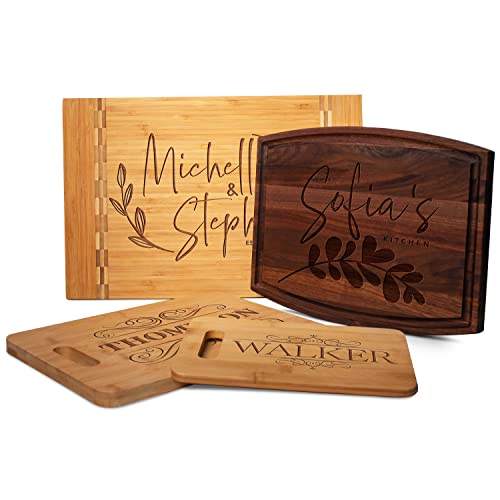 Personalized Cutting Board, 11 Designs & 5 Wood Styles Cutting Board - Wedding Gifts for the Couples, Housewarming Gifts, Christmas Gift for Parents and Grandma