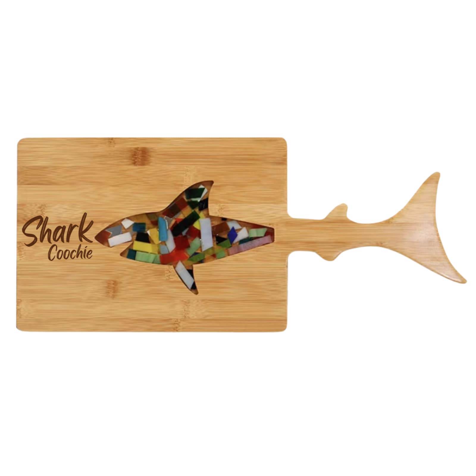 Shark Cootie Charcuterie Board, Because No One Can Say Charcuterie, (16x7.5 in) Cheese Board, Resin Cutting Board with Laser Engraved Pattern, Serving Tray, Funny Housewarming Gift