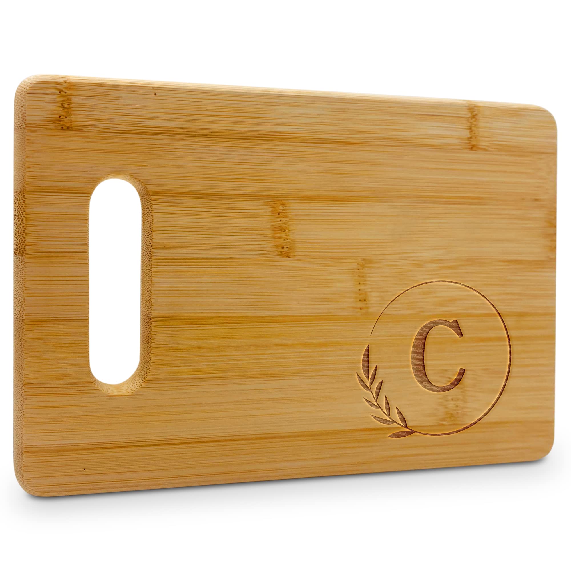 On The Rox Monogrammed Cutting Boards - 9” x 12” A to Z Personalized Engraved Bamboo Board (C) - Large Customized Wood Cutting Board with Initials - Wooden Custom Charcuterie Board Kitchen Gifts