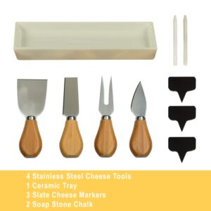 Custom Personalized Engraved Bamboo Cutting Board for Cheese & Charcuterie with Ceramic Dish, Knife Set & Cheese Markers -by Picnic at Ascot USA