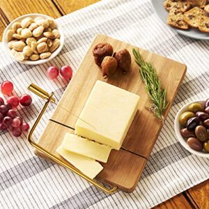 Twine Acacia Cheese Board with Slicer, Cutting cheese Board with Wire Slicer, Wood Cheese Cutting Board, Measures 10" x 7.5"