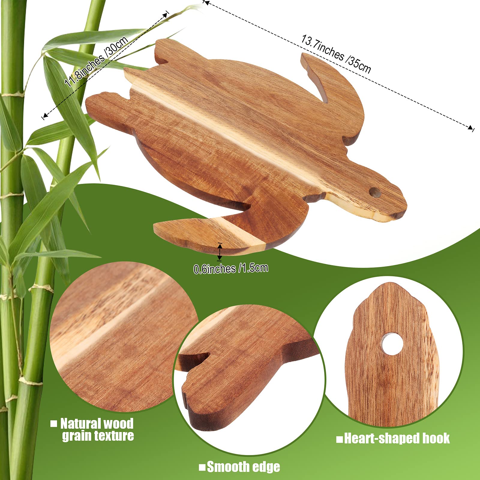 Acacia Wood Sea Turtle Cutting Board, 14 x 12 Inch Wooden Bread Board Cheese Serving Platter Serving Charcuterie Board for Meat Cheese and Vegetables