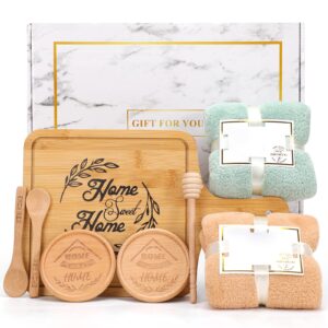 house warming gifts new home - new home gifts for home - house warming gifts new home for couple women men - home sweet home housewariming gift bamboo serving board coasters spoon