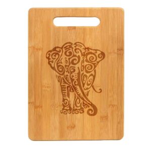 bamboo wood cutting board tribal elephant