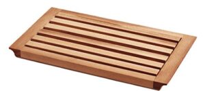 bisetti beech wood rectangular cutting board for bread, 15 x 8.7", brown