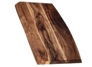 mountain woods brown hand crafted live edge cutting board/serving tray made w/solid acacia hardwood | charcuterie board | chopping board - 16" x 10" x 1.1"