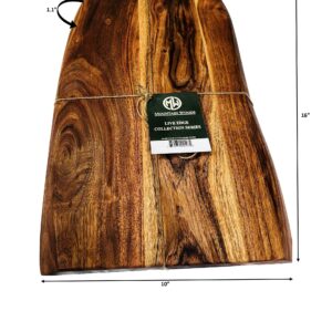 Mountain Woods Brown Hand Crafted Live Edge Cutting Board/Serving Tray made w/Solid Acacia Hardwood | Charcuterie Board | Chopping Board - 16" x 10" x 1.1"