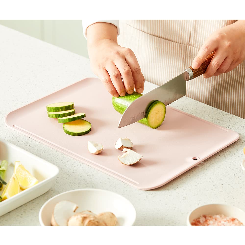 Premium Upgraded doblé Non-Scratch Flexible Cutting Board for Chopping, Scratch Free, Juice Grooves with Easy Grip Handle, Non-Slip Dishwasher Safe for Kitchen 9.3" x 13.7" (Orkid Green)