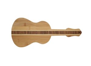 vastigo guitar shaped bamboo 7” x 17” serving and cutting board – music inspired kitchenware: perfect for serving appetizers, cheeses, charcuterie and more