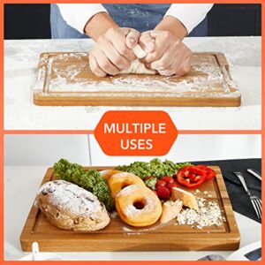 Befano Acacia Wood Cutting Board with Compartments 17"x 12"x 1.25", Extra Thick Reversible Butcher Block Cutting Board with Juice Grooves, Charcuterie Board for Meat, Cheese and Vegetables