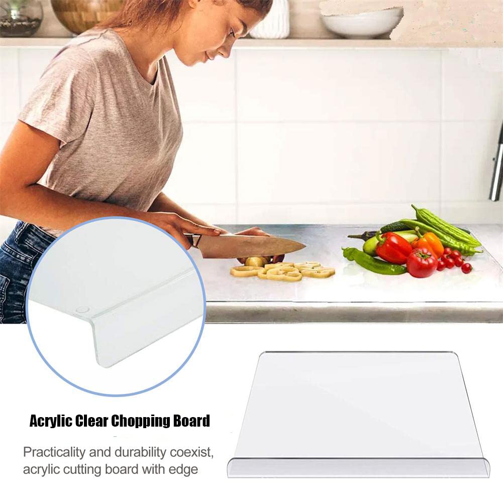 Acrylic Anti-slip Transparent Cutting Board, 15.7"x11.8" Clear Acrylic Cutting Board with Lip, Kitchen Cutting Boards for Countertop, Clear Non Slip Cutting Board for Home Restaurant Kitchen