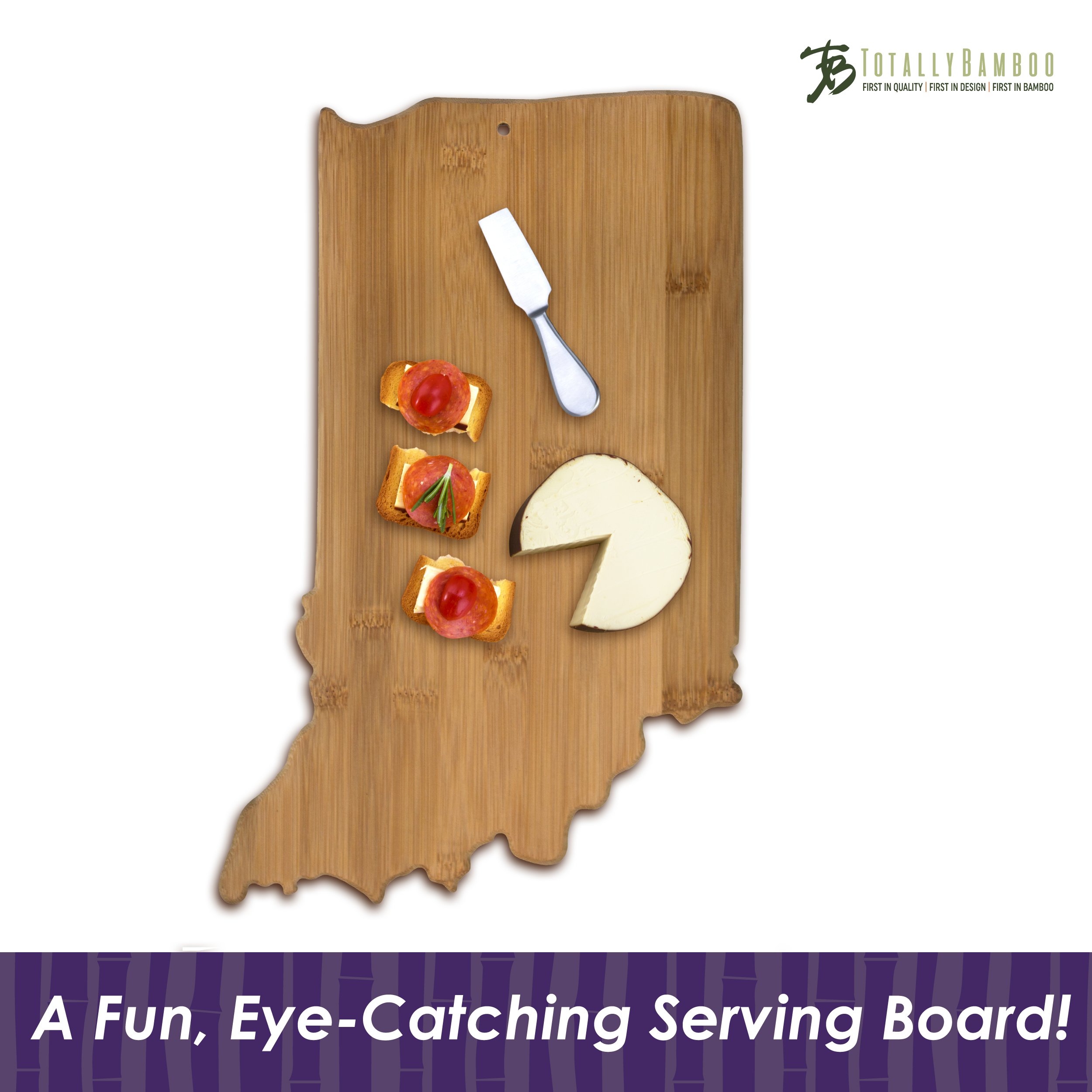 Totally Bamboo Indiana State Shaped Bamboo Serving & Cutting Board