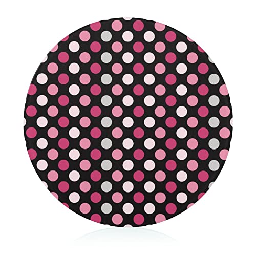 Pink Polka Dot Glass Cutting Board Round Kitchen Decorative Chopping Blocks Mats Food Tray for Men Women