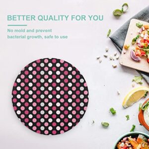 Pink Polka Dot Glass Cutting Board Round Kitchen Decorative Chopping Blocks Mats Food Tray for Men Women