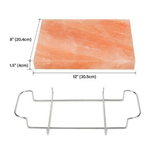 Onlyfire Himalayan Salt Block Cooking Plate with Steel Tray Set 12” x 8” x 1.5” for Cooking, Grilling, Cutting and Serving