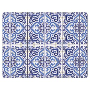 cut n' funnel shades of blue designer flexible plastic cutting board mat, 15" x 11.5", made in the usa, decorative, flexible, easy to clean