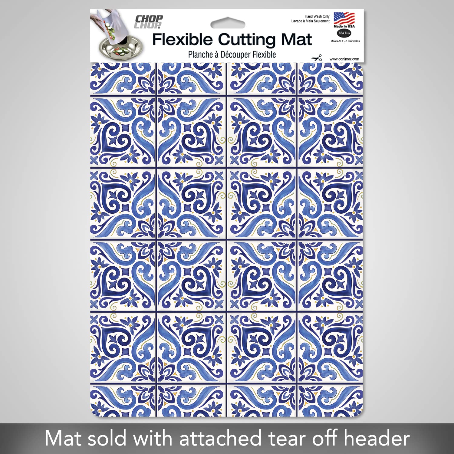 Cut N' Funnel Shades of Blue Designer Flexible Plastic Cutting Board Mat, 15" x 11.5", Made in the USA, Decorative, Flexible, Easy to Clean