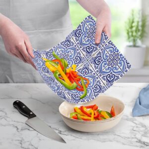 Cut N' Funnel Shades of Blue Designer Flexible Plastic Cutting Board Mat, 15" x 11.5", Made in the USA, Decorative, Flexible, Easy to Clean