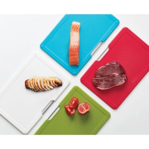 Joseph Joseph Folio 4-Piece Colour coded Chopping Board Set, Slimline case for organised storage, White