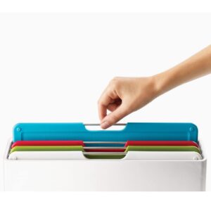 Joseph Joseph Folio 4-Piece Colour coded Chopping Board Set, Slimline case for organised storage, White