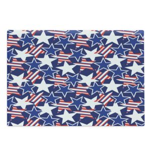 ambesonne 4th of july cutting board, stars and stripes of liberty and freedom american theme pattern, decorative tempered glass cutting and serving board, large size, red white