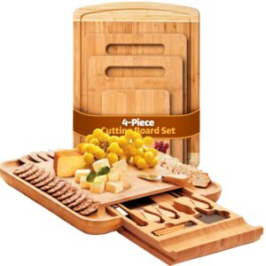bamboo cheese board and bamboo cutting board set of 4