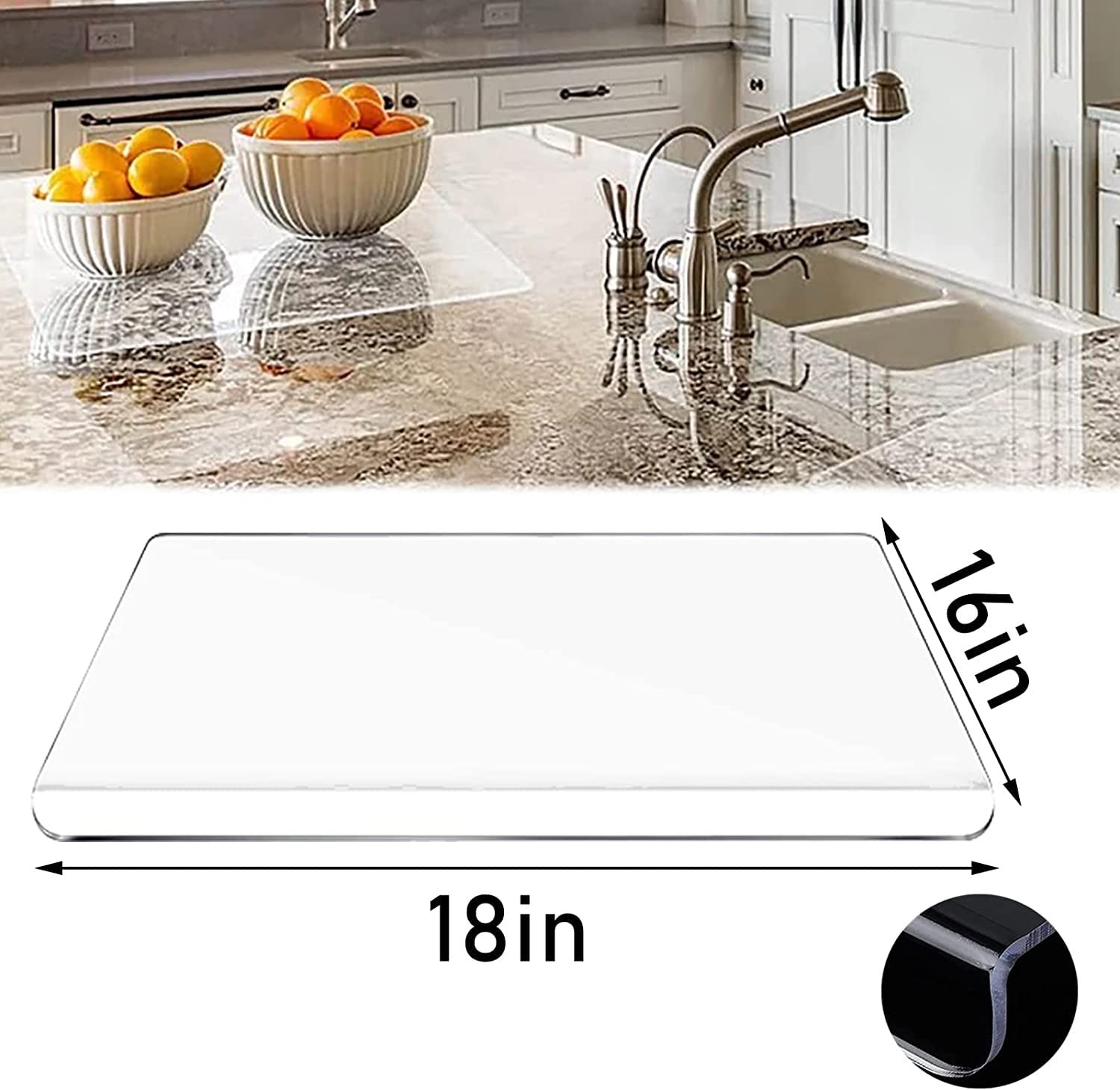 Acrylic Cutting Boards For Kitchen Counter Clear Acrylic Cutting Board Kitchen Countertop With Acrylic Cutting Board Countertop Protector, Home And Restaurant (Transparent)