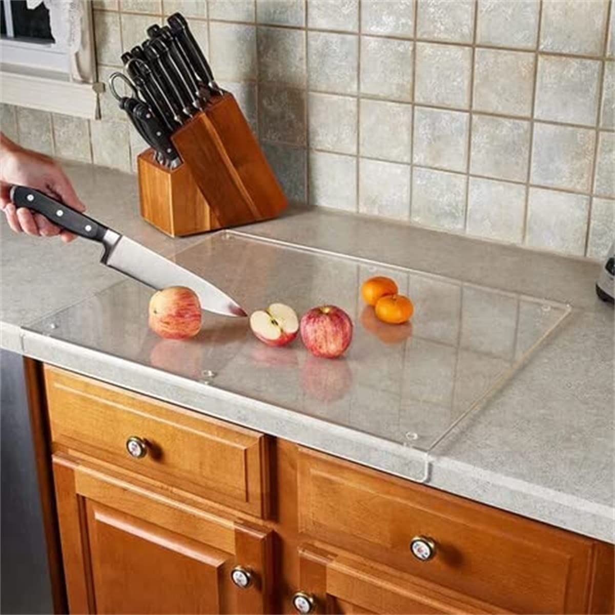 Acrylic Cutting Boards For Kitchen Counter Clear Acrylic Cutting Board Kitchen Countertop With Acrylic Cutting Board Countertop Protector, Home And Restaurant (Transparent)