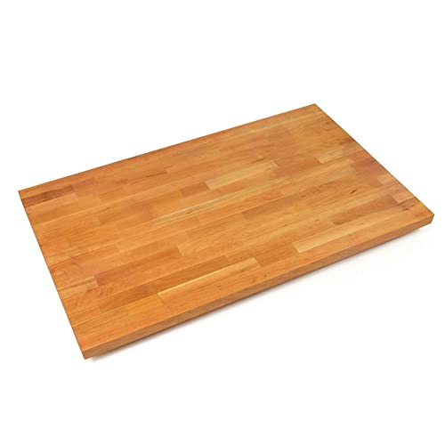 John Boos CHYKCT-BL3025-O Finger Jointed Cherry Wood Rails Kitchen Island Butcher Block Cutting Board Counter Top with Oil Finish, 30" x 25" x 1.5"