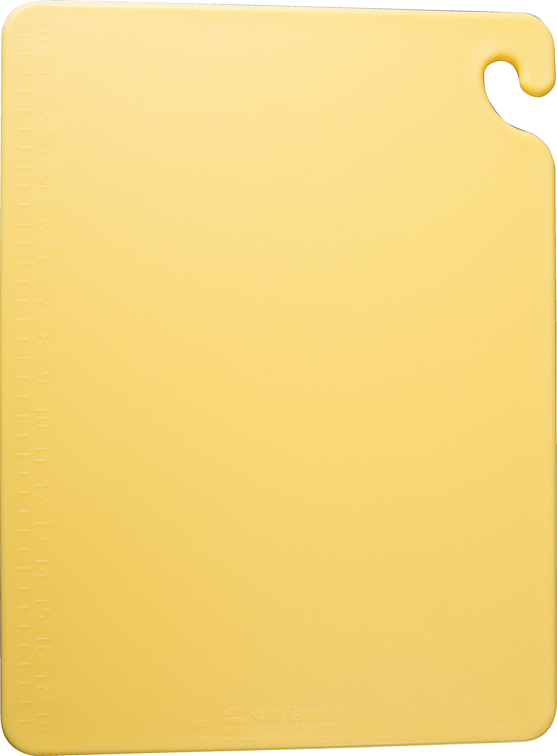 San Jamar CB182412YL Cut-N-Carry Cutting Board, 18" x 24", Co-Polymer, Yellow, NSF