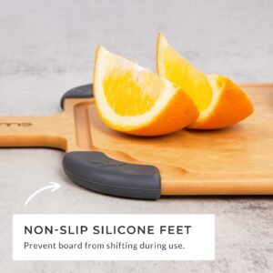 Elihome Paddle Series Kitchen Cutitng Board& Serving Board with handle,Juice Groove,Non-slip Feet,Dishwasher Safe,Reversible,Wood Fiber Composite,Eco-Friendly,Non-Porous,Small- 13.5" x 7.5" Natural