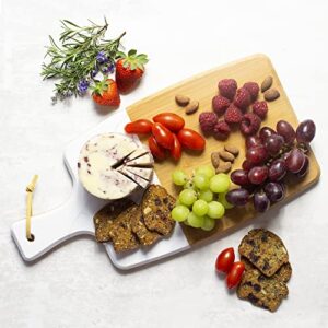 Totally Bamboo UV Printed Faux Marble Serving Paddle, Bamboo Cutting Board with Handle for Kitchen and Charcuterie Boards