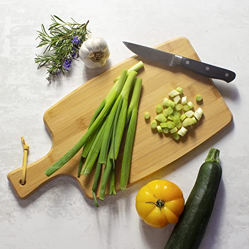 Totally Bamboo UV Printed Faux Marble Serving Paddle, Bamboo Cutting Board with Handle for Kitchen and Charcuterie Boards