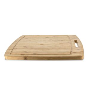 bamboo cutting board for kitchen with juice groove – thick chopping wooden board for vegetables, fruits, meat, cheeses and more (with handle)