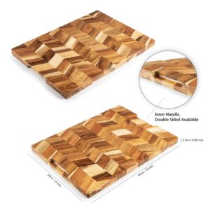 BILL.F Acacia Wood Cutting Board, 18" Large Kitchen Chopping Board, Splicing Process Cutting Board with Inner Handle,18 x 13 x 1 Inch