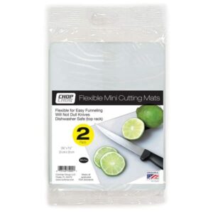 cut n' funnel clear flexible plastic cutting board mat, 2 pack, made in the usa of bpa & pvc free plastic, easily cleans up