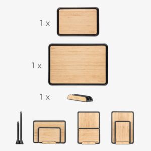 Dreamfarm Set of Fledge Bamboo | Two Double Sided Cutting Boards with Juice Grooves | With Non-Slip Rubber Feet | Transport & Serve Food from Counter to Pot with Flip Up Edges | Bamboo