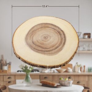TALENT Wood Cutting Board, Round Cutting Board with Original Bark, Hand Craft Serving Board for Meat, Cheese & Vegetables, Food Prep & Serving Tray 12.4 Inch