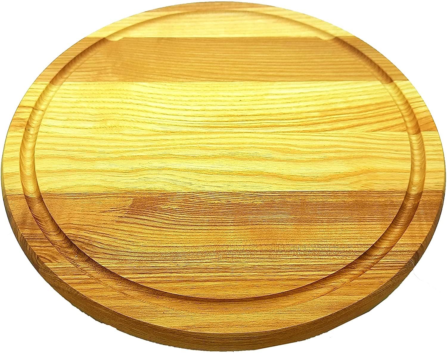 14” Light Solid Wood Round Pizza Cutting Board - Chopping Wood Pad Beechwood Cutting Board - Round Wooden Board Charcuterie - Mini Small Breadboard for Kitchen