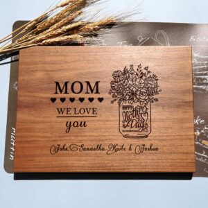personalized cutting board for mom, custom engraving text wooden serving board for her birthday, mother's day, thanksgiving day, christmas