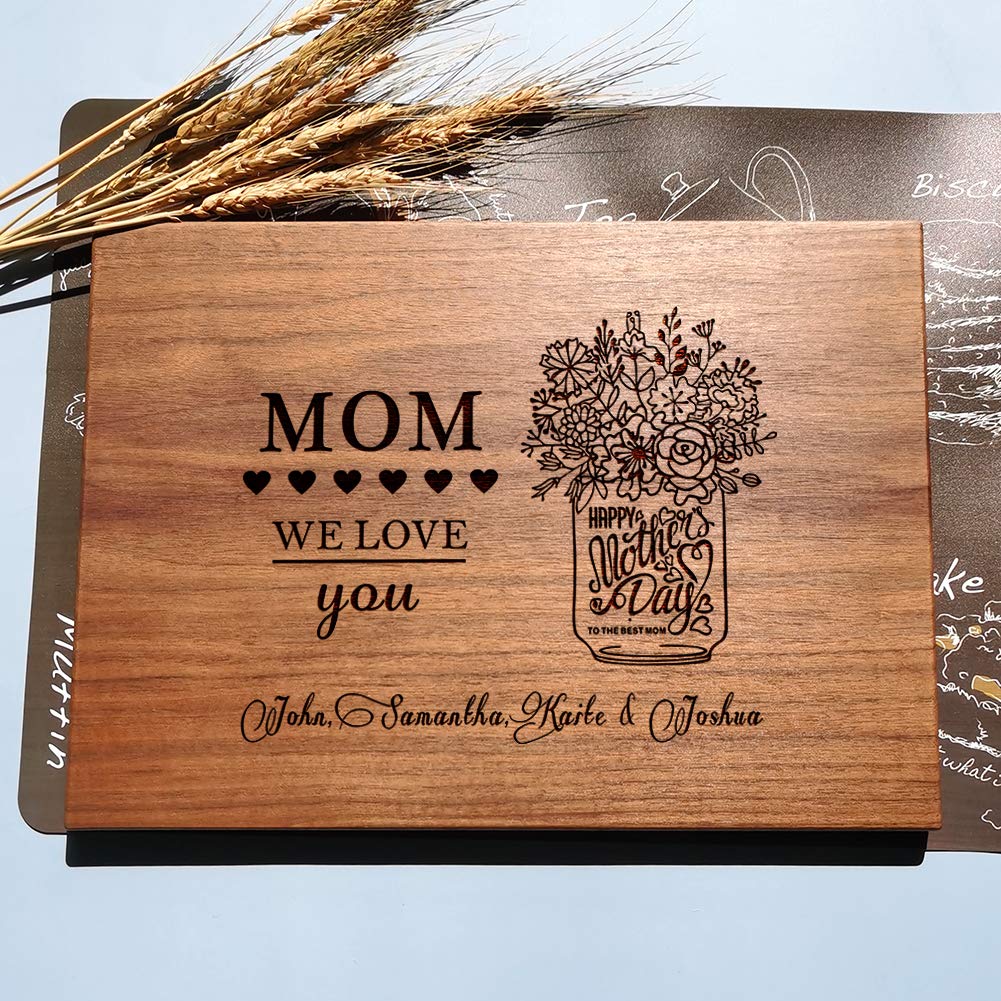 Personalized Cutting Board for Mom, Custom Engraving Text Wooden Serving Board for Her Birthday, Mother's Day, Thanksgiving Day, Christmas