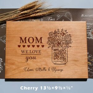 Personalized Cutting Board for Mom, Custom Engraving Text Wooden Serving Board for Her Birthday, Mother's Day, Thanksgiving Day, Christmas