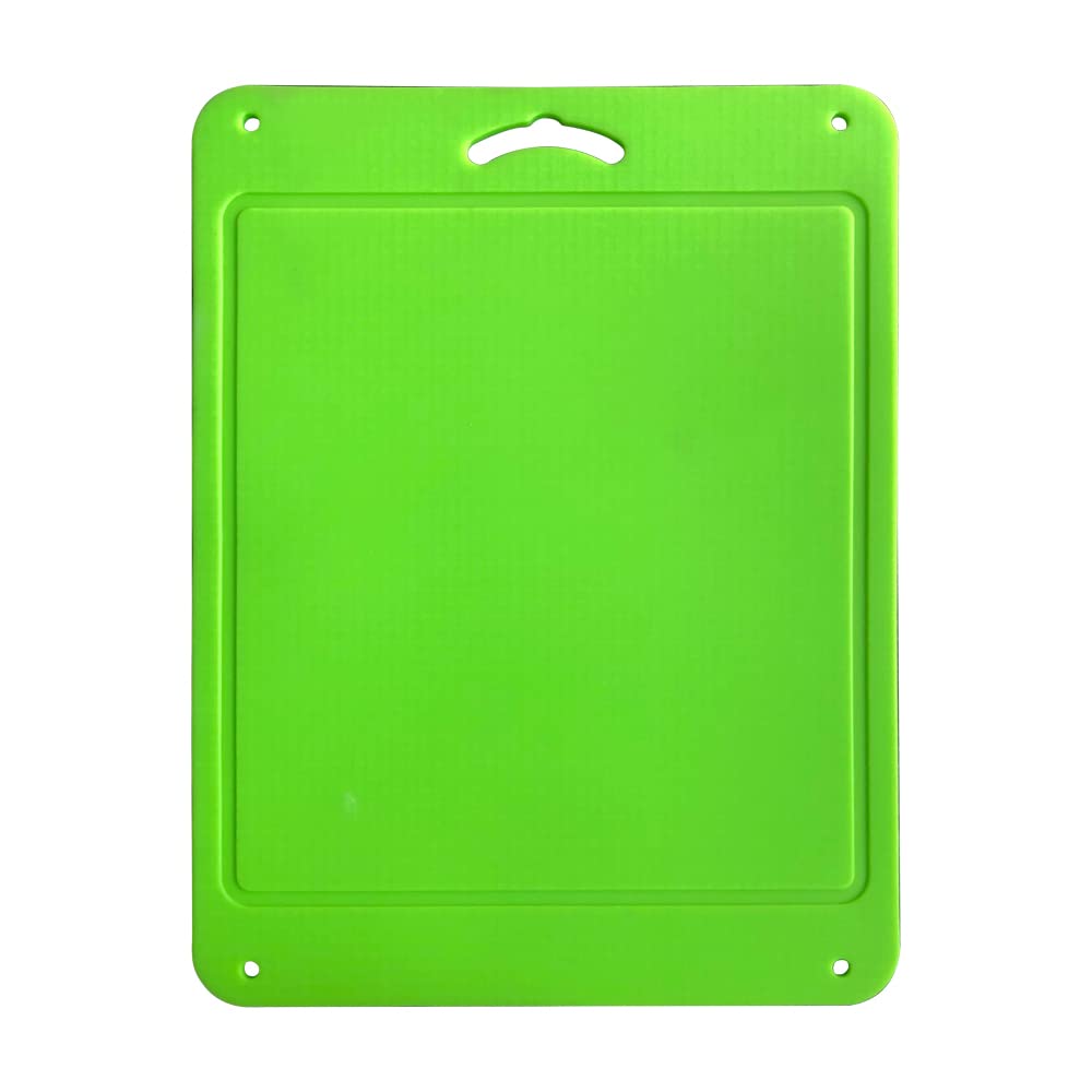 Kingneed Silicone Chopping Mat Flexible Thick Cutting Board Food Grade Material Odorless Two Sided Non-Slipping 0.15 inch Thickness, 12.6 x 9.6 inch for Kitchen (Fluorescent green)