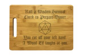 d&d roleplaying wisdom check engraved cutting board - bamboo - nerdy gifts, dungeons dragons