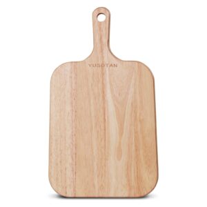 yusotan rubber wood cutting board with handle - versatile for meat, cheese, vegetables, bread, and charcuterie - decorative serving board for kitchen and dining room. size: 13" x 8"