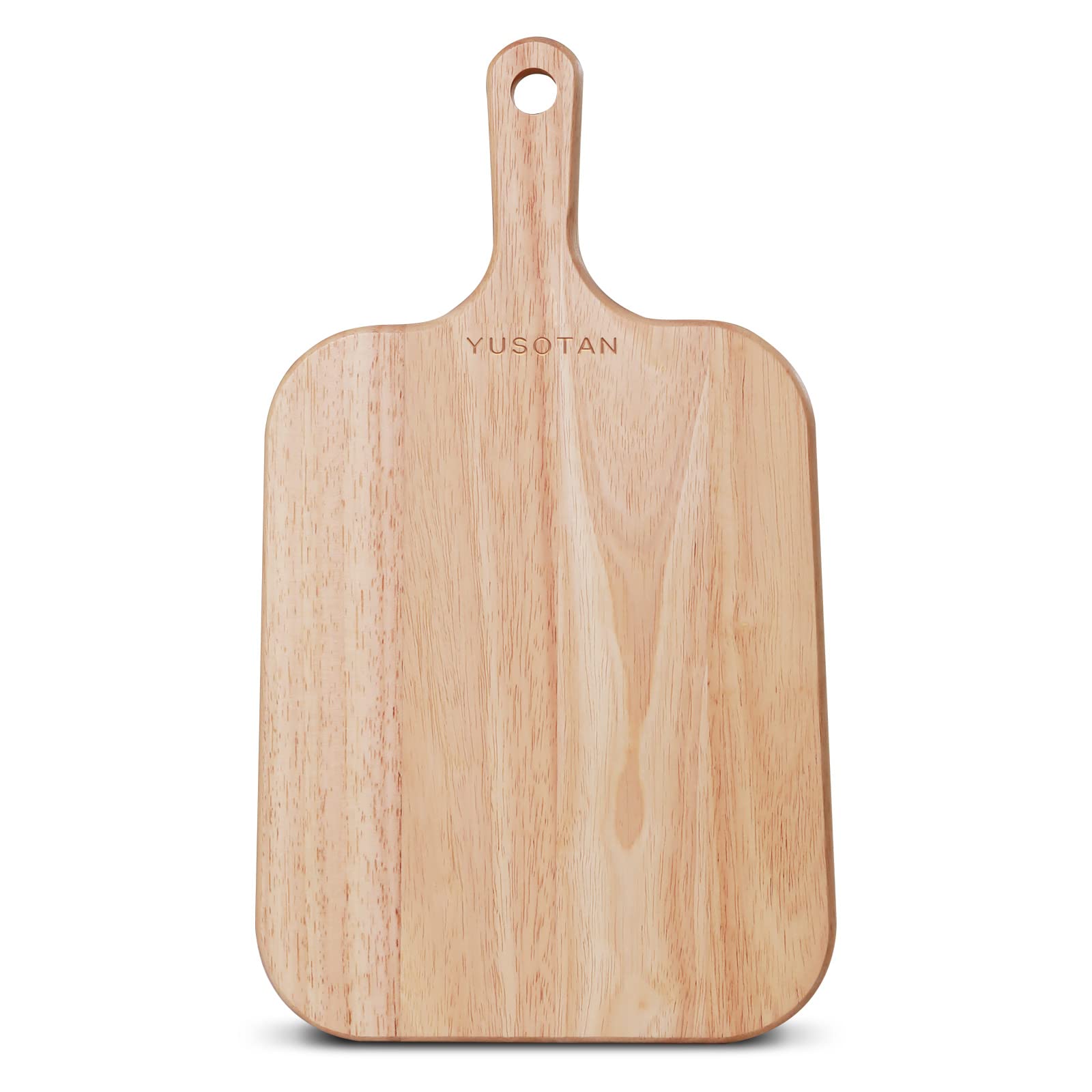 YUSOTAN Rubber Wood Cutting Board with Handle - Versatile for Meat, Cheese, Vegetables, Bread, and Charcuterie - Decorative Serving Board for Kitchen and Dining Room. Size: 13" x 8"