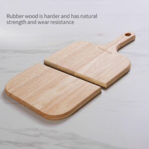 YUSOTAN Rubber Wood Cutting Board with Handle - Versatile for Meat, Cheese, Vegetables, Bread, and Charcuterie - Decorative Serving Board for Kitchen and Dining Room. Size: 13" x 8"