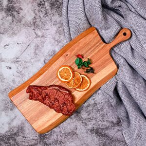 wood cutting board, elegant wavy edge cheese display board charcuterie boards, kitchen small chopping block, acacia cheese platter grazing tray with handle, decorative wooden serving board